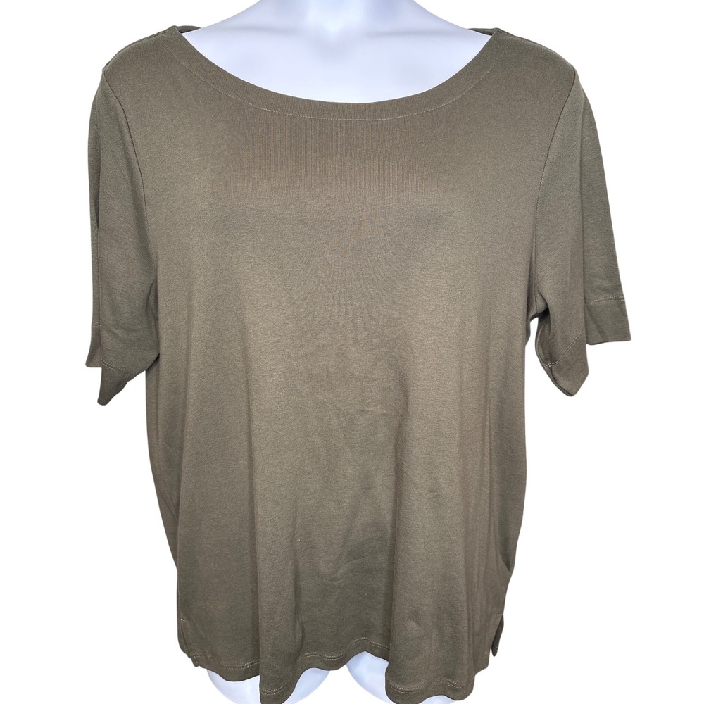 NWT Chicos The Ultimate Tee Womens Olive Green Scoop Neck T-Shirt Sz 4/XXL Flowy